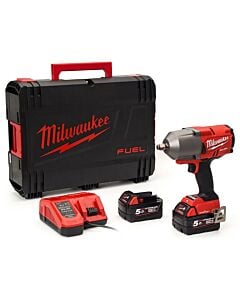 Buy Milwaukee M18ONEFHIWF12-502X M18 FUEL™ One-Key™ 18V 1/2" 1898Nm Impact Wrench Kit - 2x 5Ah Batteries, Charger and Case by Milwaukee for only £388.80