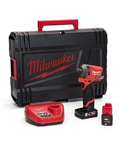 Buy Milwaukee M12FIWF12-622X M12 FUEL™ 12V 1/2" 300Nm Impact Wrench - 2Ah/6Ah Batteries, Charger and Case by Milwaukee for only £194.83