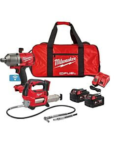 Buy Milwaukee M18ONEPP2Q-502B 18v Fuel Twin Kit - 3/4" Impact Wrench and Grease Gun by Milwaukee for only £620.71