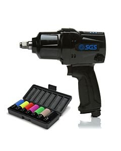 Buy SGS 1/2 680Nm Air Impact Wrench with 7 Pcs Drive Deep Air Socket Set by SGS for only £94.79