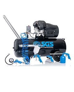 Buy SGS 100 Litre Direct Drive Air Compressor & 5 Piece Tool Kit - 14.6CFM 3.0HP 100L by SGS for only £249.55