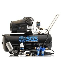 Buy SGS 100 Litre Direct Drive Air Compressor & Spray Gun Kit - 14.6CFM 3.0HP 100L by SGS for only £436.22
