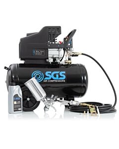 Buy SGS 50 Litre Direct Drive Air Compressor & Spray Gun Kit - 9.6CFM 2.5HP 50L by SGS for only £224.34