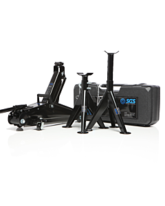 Buy SGS 2 Tonne Trolley Jack | Carry Case | 2x Axle Stands by SGS for only £63.59