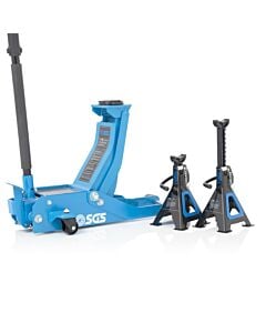 Buy SGS 2 Tonne Ultra Low Profile Professional Service Trolley Jack | 4 Tonne Ratchet Axle Stands by SGS for only £206.38