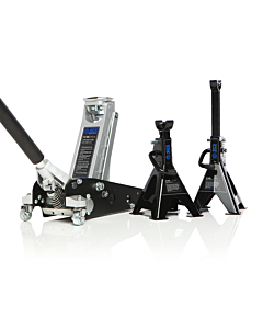 Buy SGS 1.25 Tonne Capacity Low Profile Racing Trolley Jack | 2 Axle Stands by SGS for only £161.99