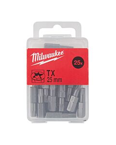 Buy Milwaukee Screwdriving Bit TX Torx Bits 25mm - 25pcs by Milwaukee for only £14.38