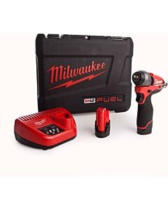Buy Milwaukee M12BIW14-202C M12 FUEL™ 12V 1/4" 50Nm Impact Wrench Kit - 2x 2Ah Batteries, Charger and Case by Milwaukee for only £148.09