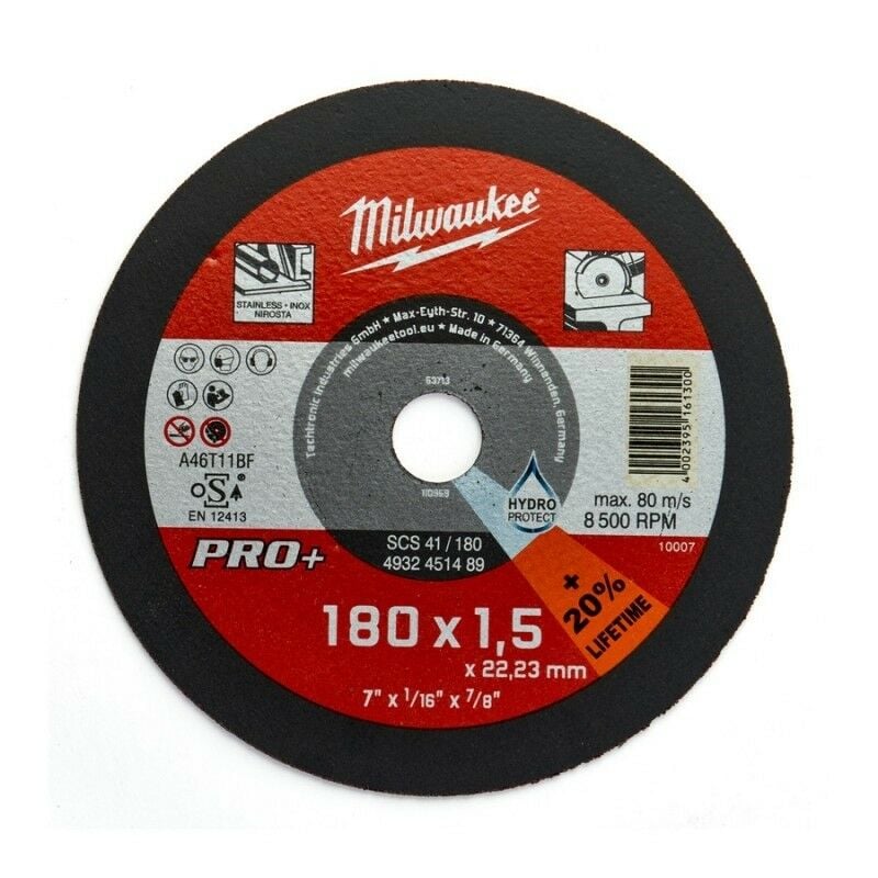 Milwaukee 4932451489 Metal Cutting Disc - 180mm x 1.5mm PRO+ Thin  20% Lifetime