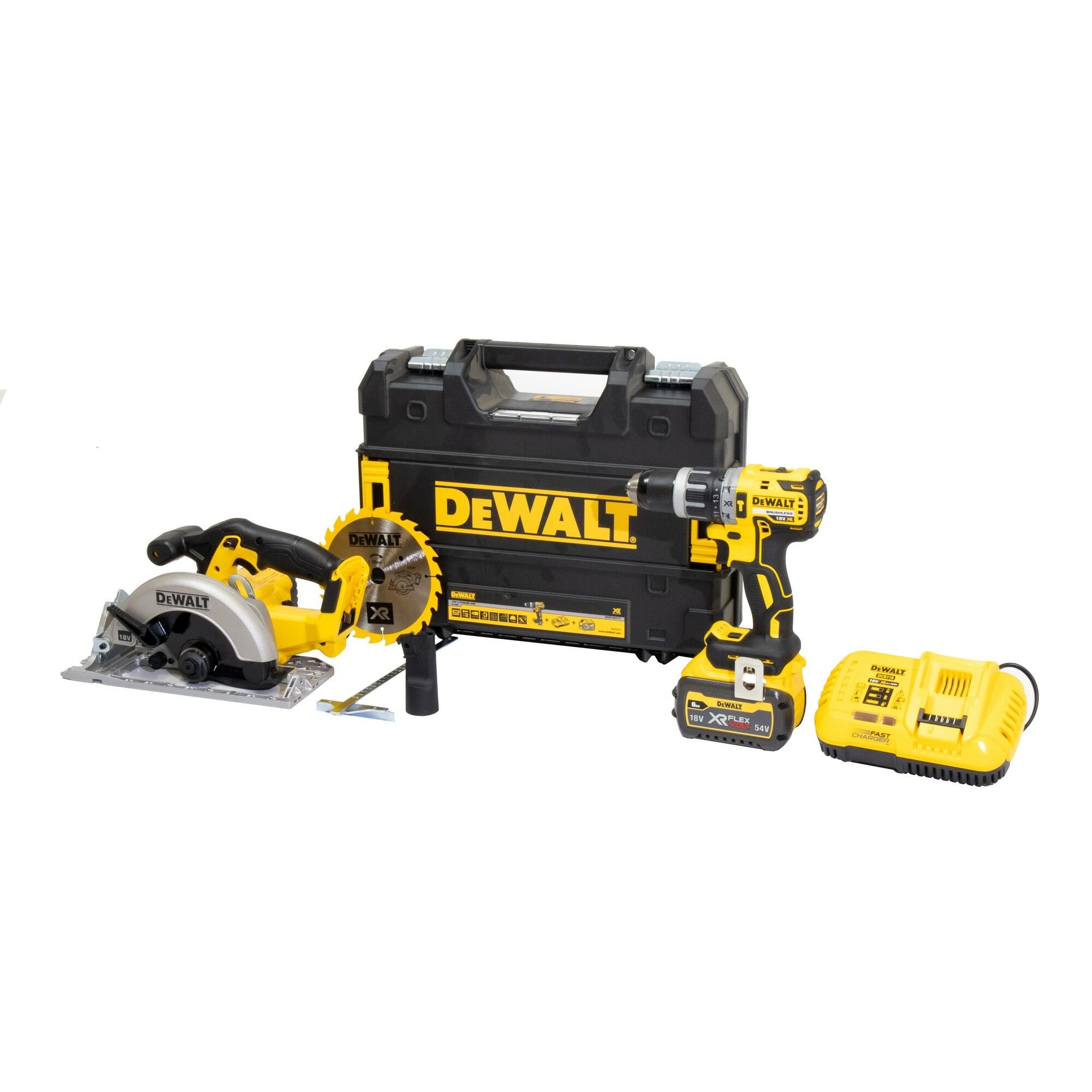 DeWalt DCD796T1T-K4 18V Combi Drill and Circular Saw Kit - 6Ah Battery, Charger and Case