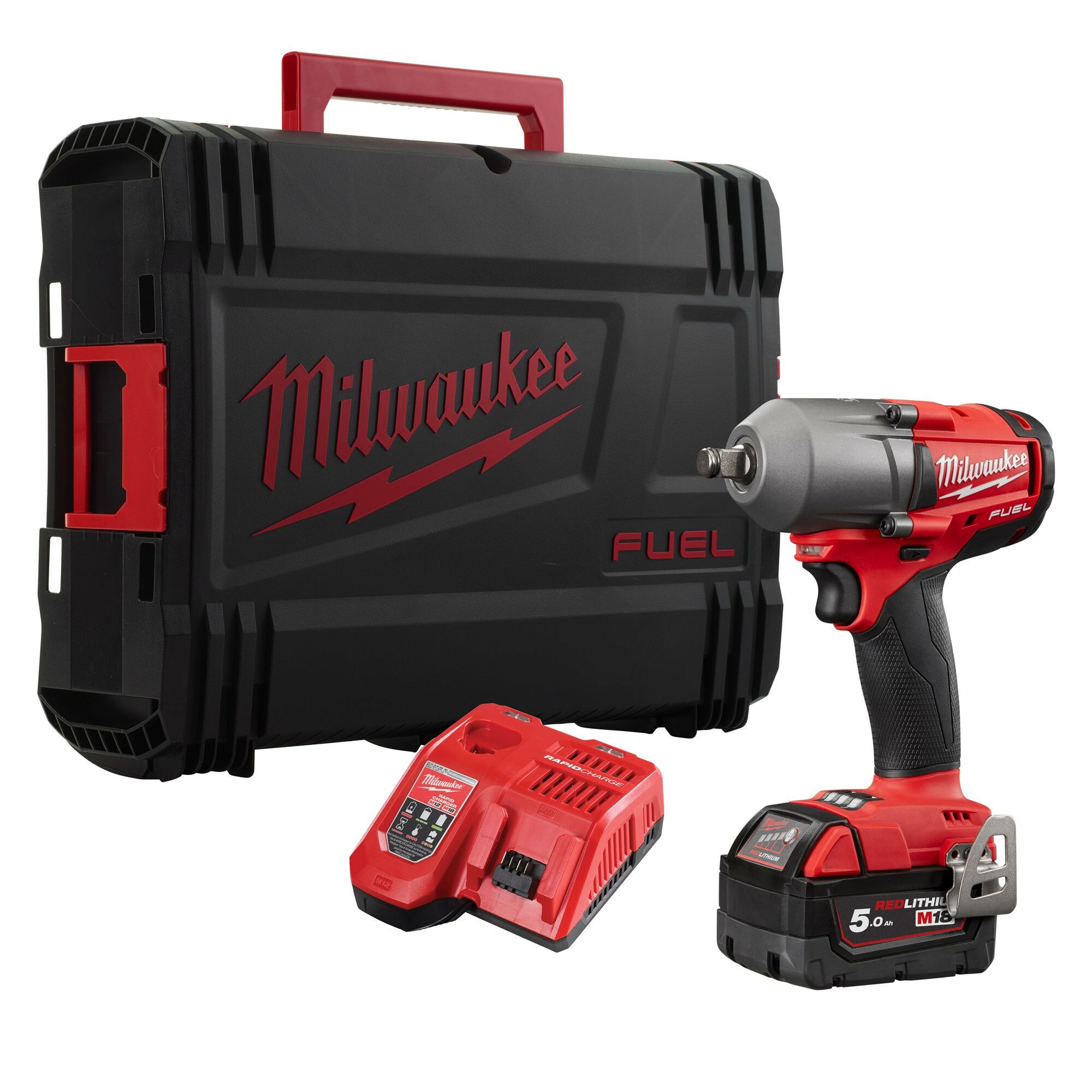 Milwaukee M18FMTIWF12-501X M18 FUEL™ 18V 1/2" 610Nm Impact Wrench Kit - 5Ah Battery, Charger and Case