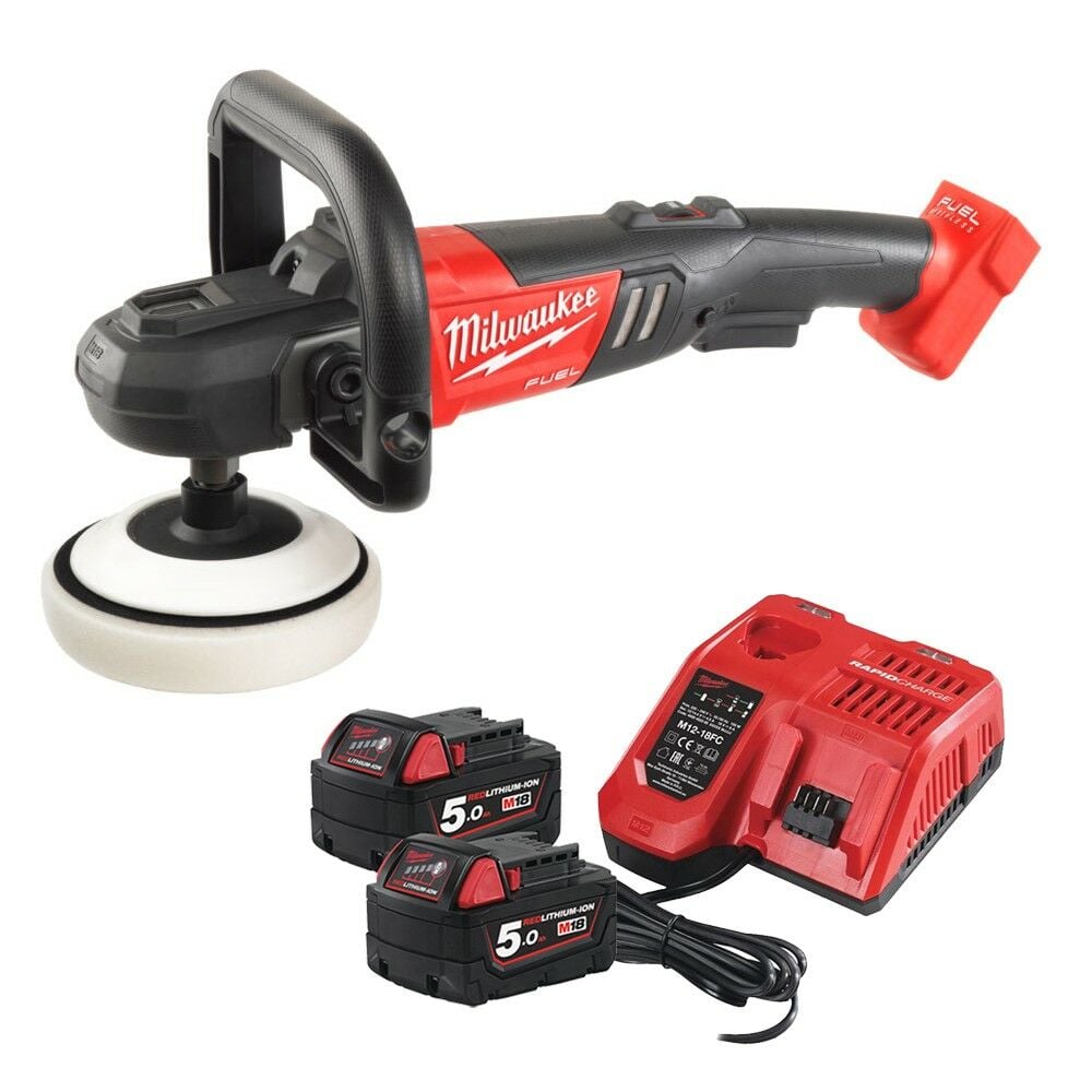 Milwaukee M18FAP180-502 M18 FUEL™ 18V Fuel Polisher Kit - 2x 5Ah Batteries and Charger