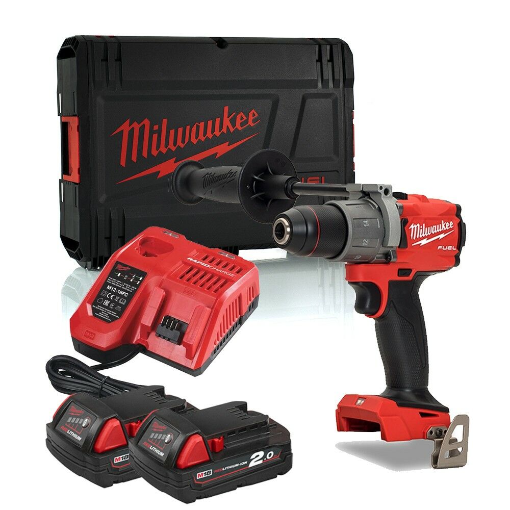 Milwaukee M18FPD2-202X M18 FUEL™ 18V Combi Drill Kit - 2x 2Ah Batteries, Charger and Case