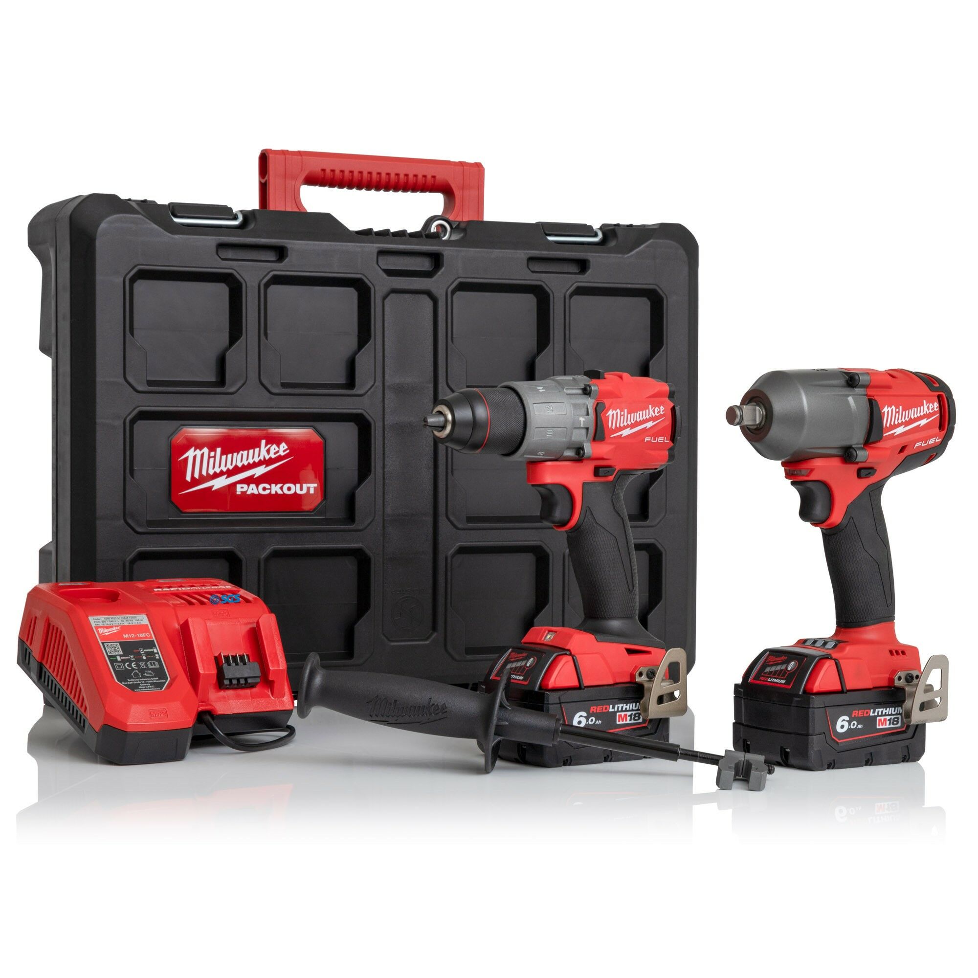 Milwaukee M18FPP2E2-602P FUEL™ Combi Drill and Impact Wrench Kit - 2x 6Ah Batteries, Fast Charger and Packout Case