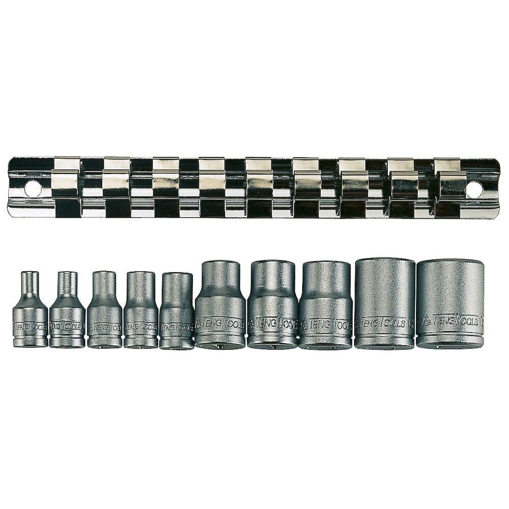 Teng Tools 1/4in & 3/8in TX-E Socket Clip Rail Set 10 Pieces