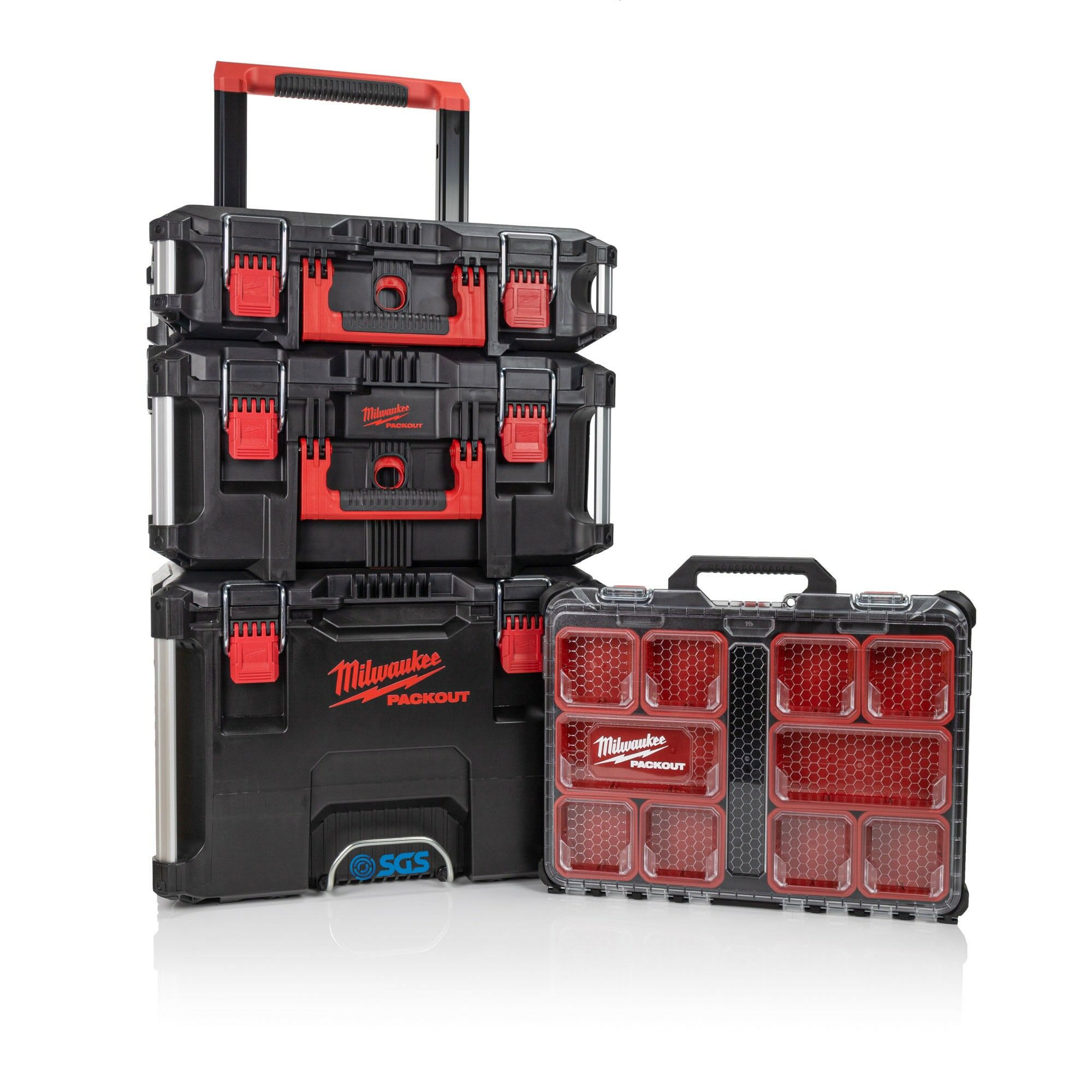Milwaukee PACKOUT Bundle with 3 Piece Toolbox System and Slim Organiser