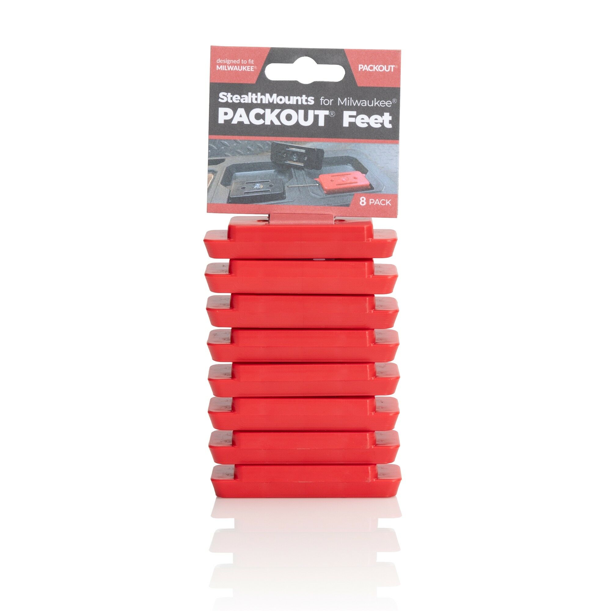 StealthMounts Red Mounting Feet for Milwaukee PACKOUT™ (8-pack)