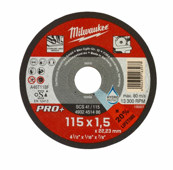 Buy Milwaukee Thin Metal Cutting Disc PRO+ SCS41 - 1pc-115mm by Milwaukee for only £1.31