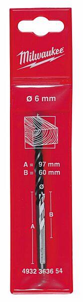 Buy Milwaukee Brad Point Drill Bit-6mm x 97mm - 1pc by Milwaukee for only £1.94